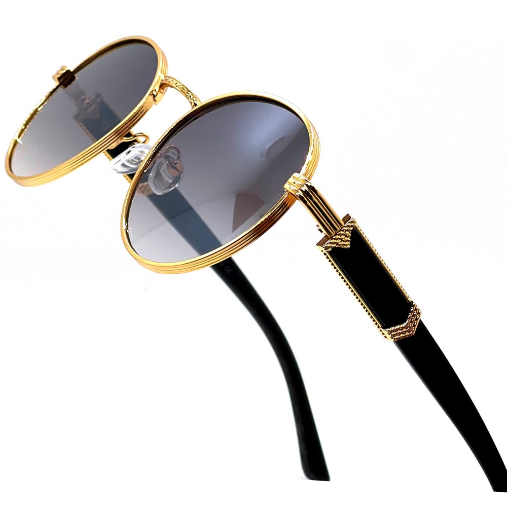 Men Suglasses Street Wear‎ Gold Round Frame Buffs Shades Hip Hop 80's 90's Style